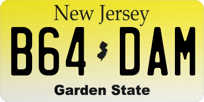 NJ license plate B64DAM