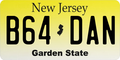 NJ license plate B64DAN