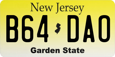 NJ license plate B64DAO