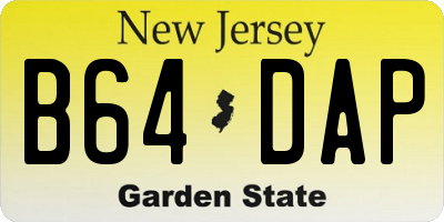 NJ license plate B64DAP