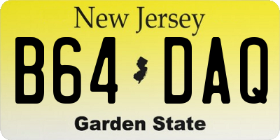 NJ license plate B64DAQ