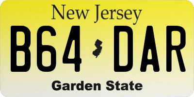 NJ license plate B64DAR