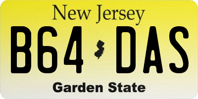 NJ license plate B64DAS
