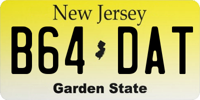 NJ license plate B64DAT