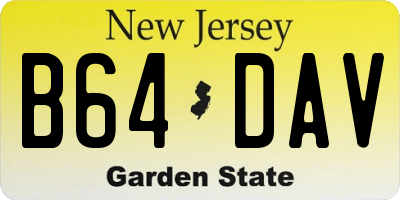 NJ license plate B64DAV