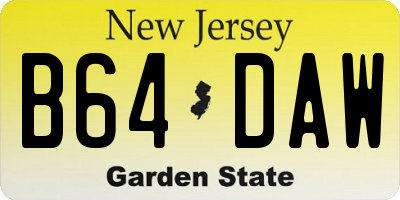 NJ license plate B64DAW