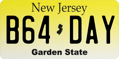 NJ license plate B64DAY