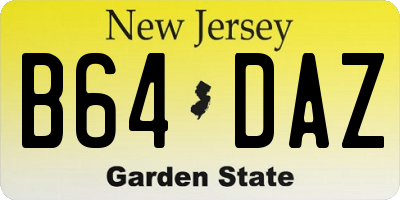 NJ license plate B64DAZ