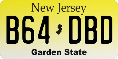 NJ license plate B64DBD
