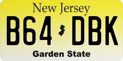 NJ license plate B64DBK