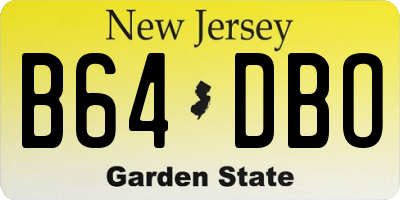 NJ license plate B64DBO