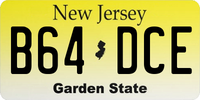 NJ license plate B64DCE