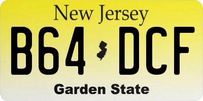 NJ license plate B64DCF