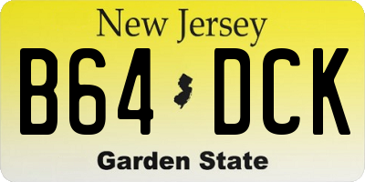NJ license plate B64DCK
