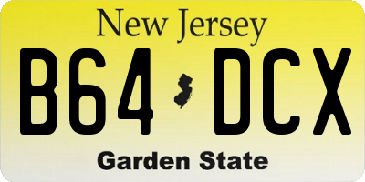 NJ license plate B64DCX