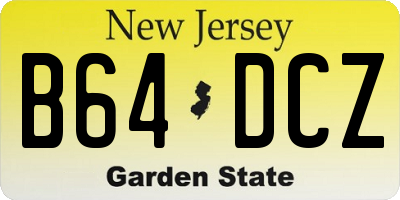 NJ license plate B64DCZ