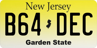 NJ license plate B64DEC
