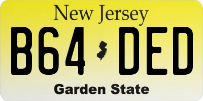 NJ license plate B64DED