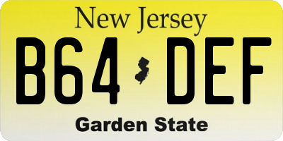 NJ license plate B64DEF