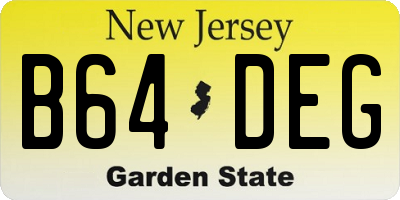 NJ license plate B64DEG