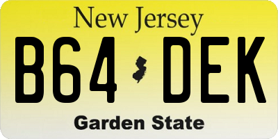 NJ license plate B64DEK