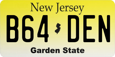 NJ license plate B64DEN