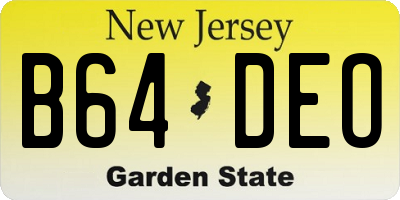 NJ license plate B64DEO