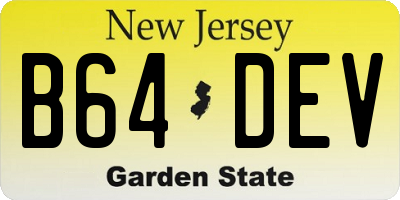 NJ license plate B64DEV