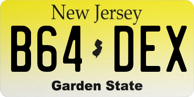 NJ license plate B64DEX