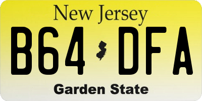NJ license plate B64DFA