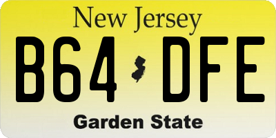 NJ license plate B64DFE