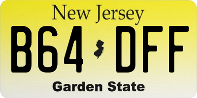 NJ license plate B64DFF