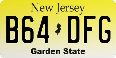 NJ license plate B64DFG
