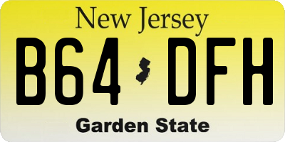 NJ license plate B64DFH