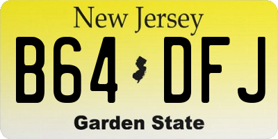 NJ license plate B64DFJ