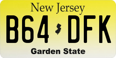 NJ license plate B64DFK