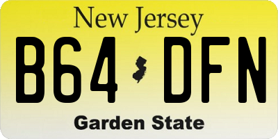 NJ license plate B64DFN