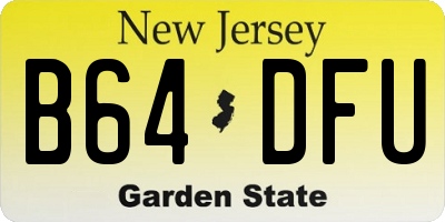 NJ license plate B64DFU