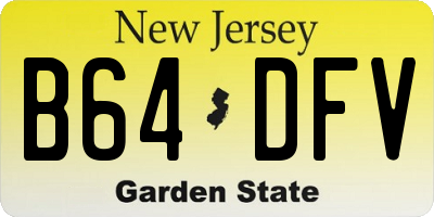NJ license plate B64DFV