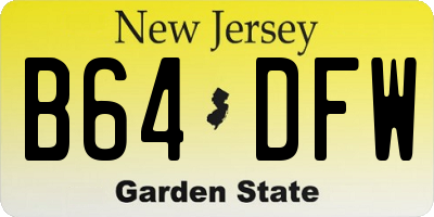 NJ license plate B64DFW