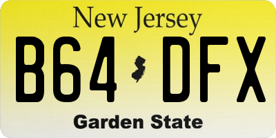 NJ license plate B64DFX