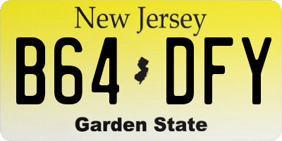 NJ license plate B64DFY