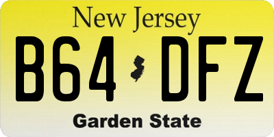 NJ license plate B64DFZ
