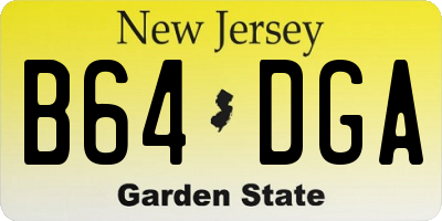 NJ license plate B64DGA