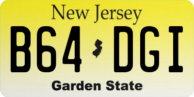 NJ license plate B64DGI