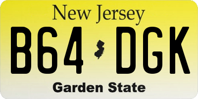 NJ license plate B64DGK