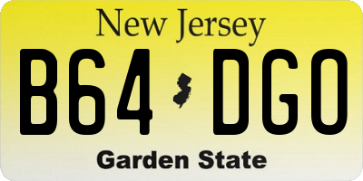 NJ license plate B64DGO