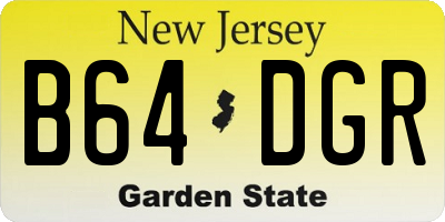 NJ license plate B64DGR