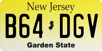 NJ license plate B64DGV