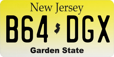 NJ license plate B64DGX